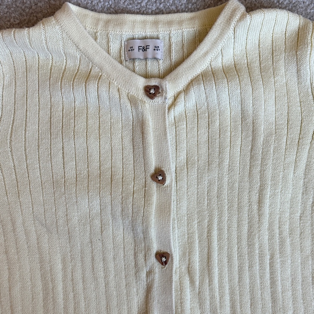 F&F Cream Ribbed Knit Cardigan - Picture 2 of 3